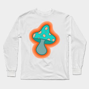 Teal Tie Dye Trippy Mushroom Long Sleeve T-Shirt